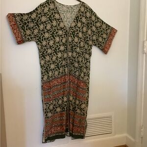 Soft Surroundings Green and Gold Floral Top